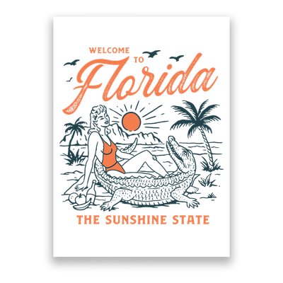 Welcome To Florida Funny Vintage Gator Beach Sunshine State Poster