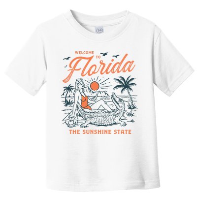 Welcome To Florida Funny Vintage Gator Beach Sunshine State Toddler T-Shirt