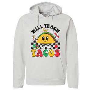 Will Teach For Tacos Lover Funny Cute Cinco De Mayo Teacher Performance Fleece Hoodie