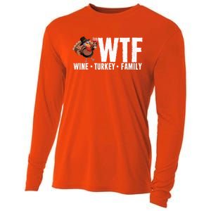 Wine Turkey Family Wtf Thanksgiving Day Funny Funny Gift Cooling Performance Long Sleeve Crew