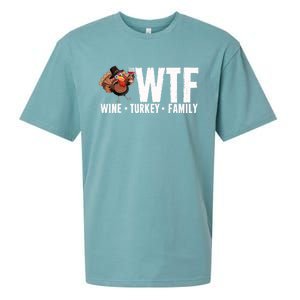 Wine Turkey Family Wtf Thanksgiving Day Funny Funny Gift Sueded Cloud Jersey T-Shirt