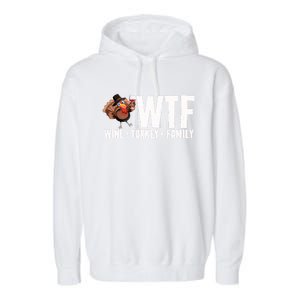 Wine Turkey Family Wtf Thanksgiving Day Funny Funny Gift Garment-Dyed Fleece Hoodie