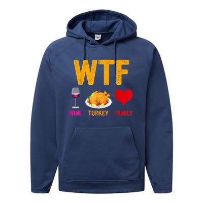 Wine Turkey Family Funny Thanksgiving Day Gift Performance Fleece Hoodie