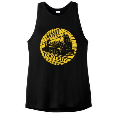 Who Tooted Funny Train Lover Cute Model Railroad Conductor Ladies PosiCharge Tri-Blend Wicking Tank