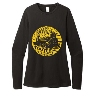 Who Tooted Funny Train Lover Cute Model Railroad Conductor Womens CVC Long Sleeve Shirt