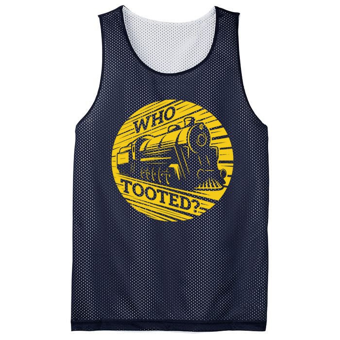 Who Tooted Funny Train Lover Cute Model Railroad Conductor Mesh Reversible Basketball Jersey Tank