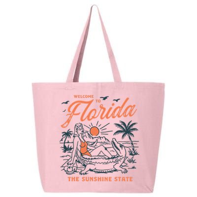 Welcome To Florida Funny Vintage Gator Beach Sunshine State 25L Jumbo Tote