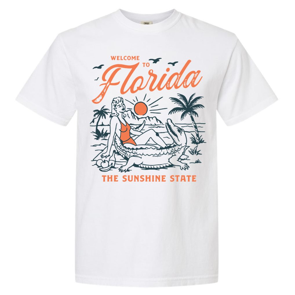 Welcome To Florida Funny Vintage Gator Beach Sunshine State Comfort Colors T-Shirt