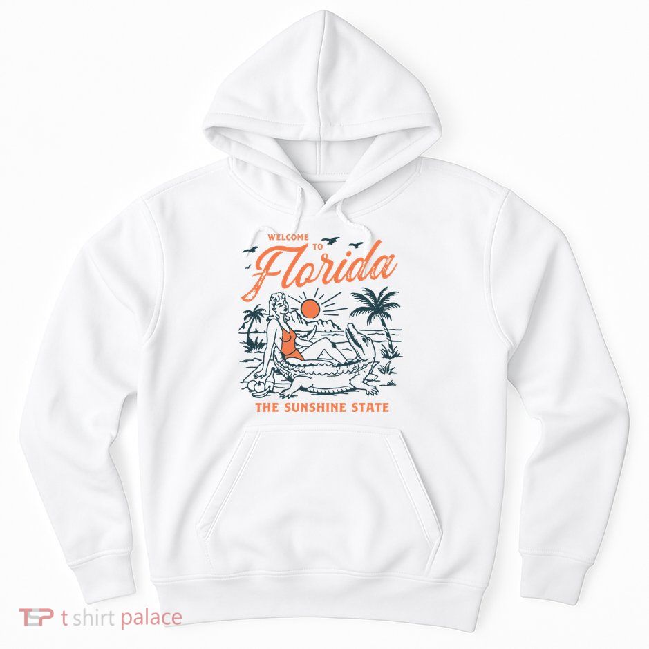 Welcome To Florida Funny Vintage Gator Beach Sunshine State Hoodie