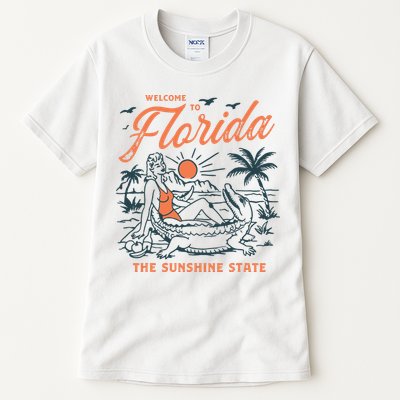Welcome To Florida Funny Vintage Gator Beach Sunshine State Tall T-Shirt