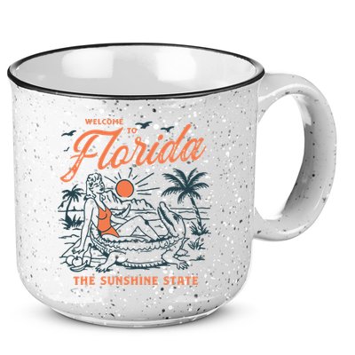 Welcome To Florida Funny Vintage Gator Beach Sunshine State 15oz Campfire Ceramic Mug