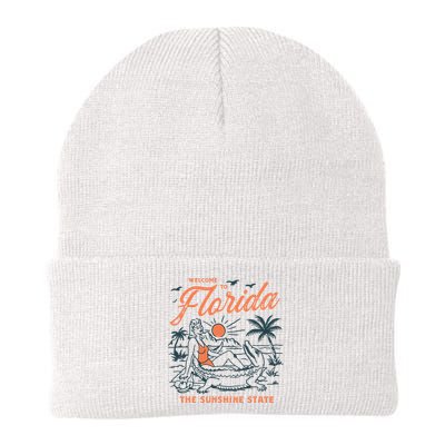 Welcome To Florida Funny Vintage Gator Beach Sunshine State Beanie