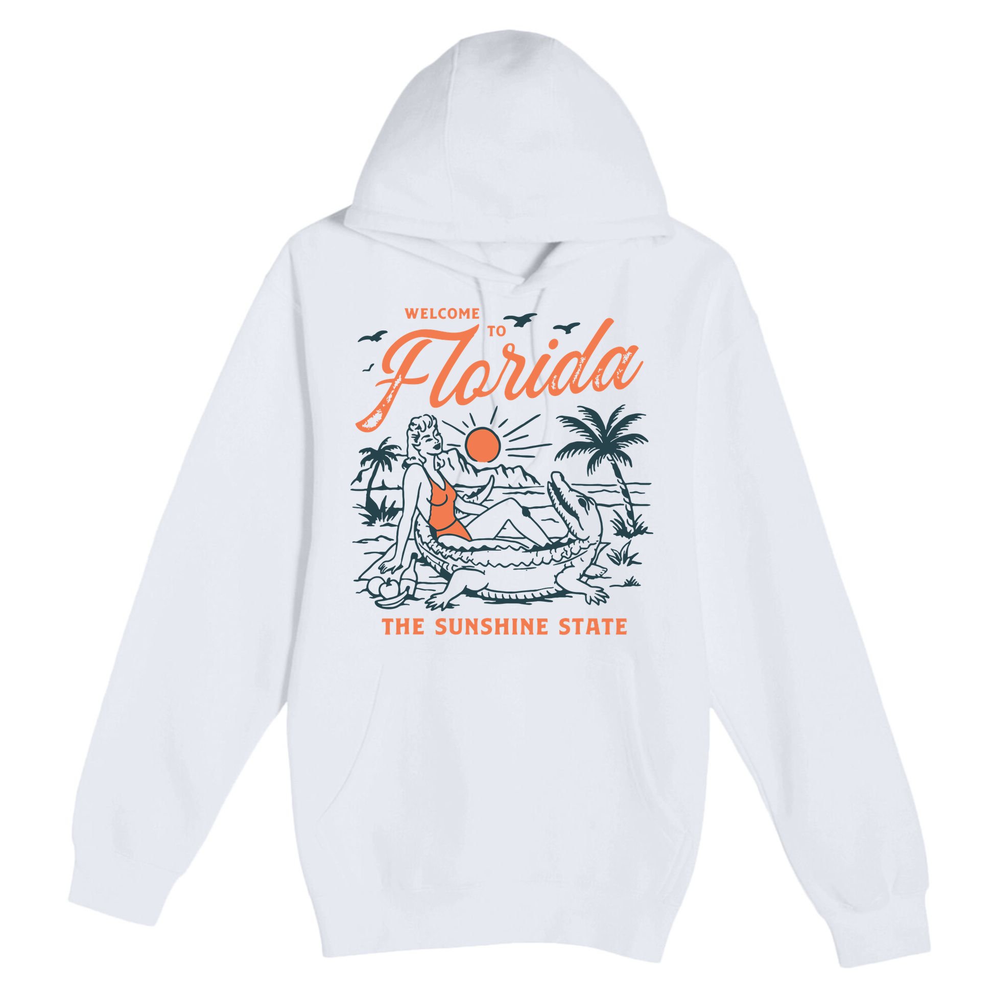 Welcome To Florida Funny Vintage Gator Beach Sunshine State Premium Pullover Hoodie