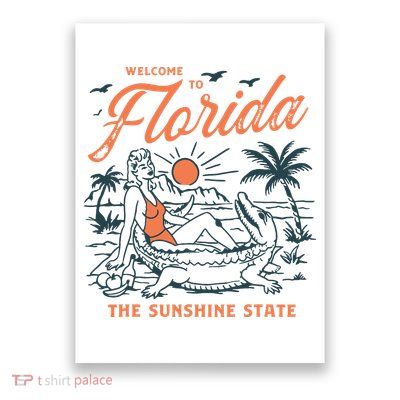 Welcome To Florida Funny Vintage Gator Beach Sunshine State Poster