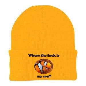 Where The Fuck Is My Son Funny Clownfish Knit Cap Winter Beanie