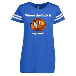 Where The Fuck Is My Son Funny Clownfish Enza Ladies Jersey Football T-Shirt