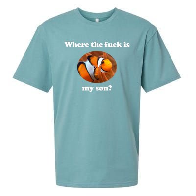 Where The Fuck Is My Son Funny Clownfish Sueded Cloud Jersey T-Shirt