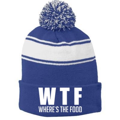 Wheres The Food Gift Funny Wtf Gift Stripe Pom Pom Beanie