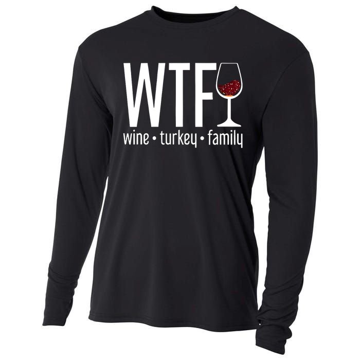 Wine Turkey Family Wtf Funny Thanksgiving Gift Cooling Performance Long Sleeve Crew