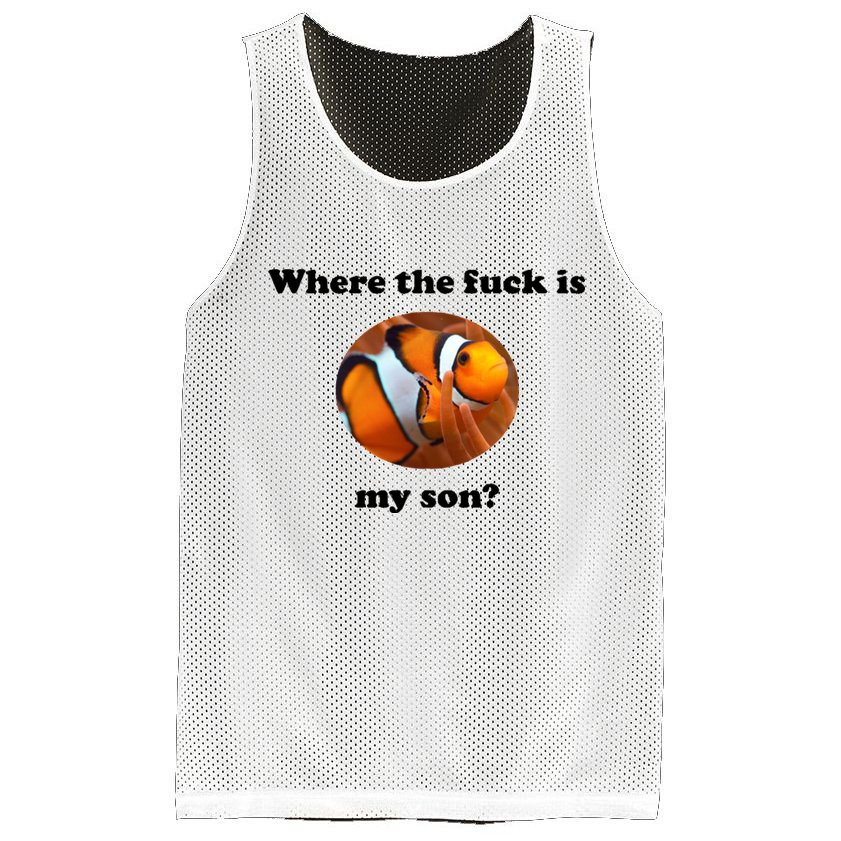 Where The Fuck Is My Son? Funny Mesh Reversible Basketball Jersey Tank