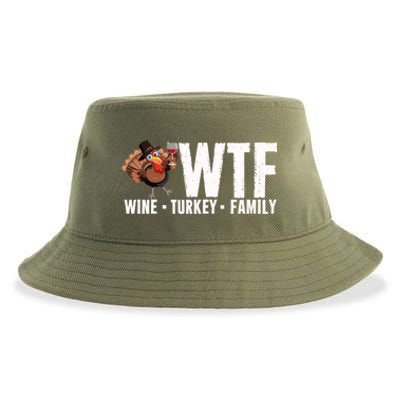 Wine Turkey Family Wtf Thanksgiving Day Funny Gift Sustainable Bucket Hat