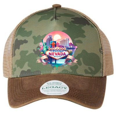 Welcome To Fabulous Nevada Las Vegas Water Color Logo Legacy Tie Dye Trucker Hat