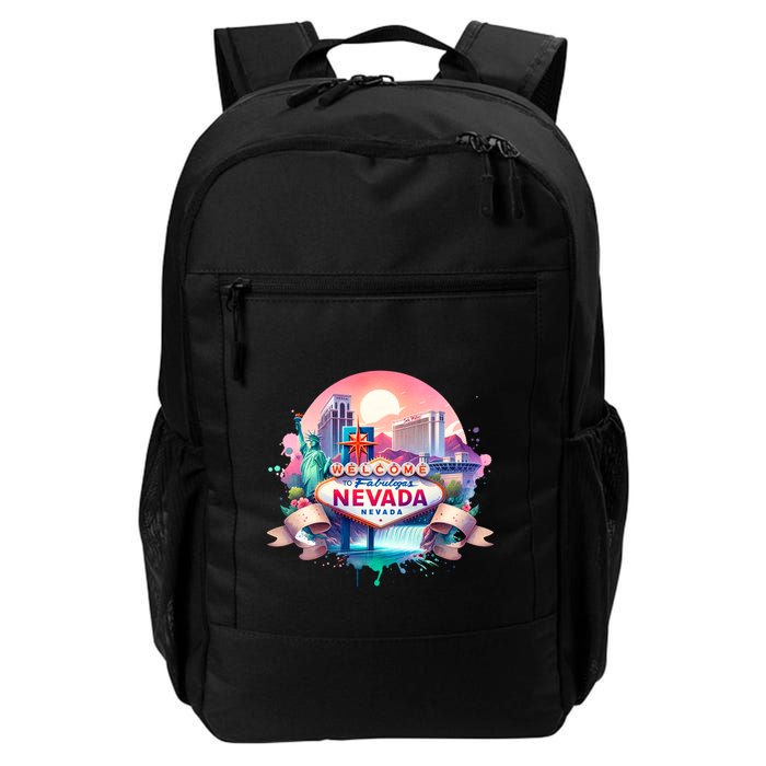 Welcome To Fabulous Nevada Las Vegas Water Color Logo Backpack