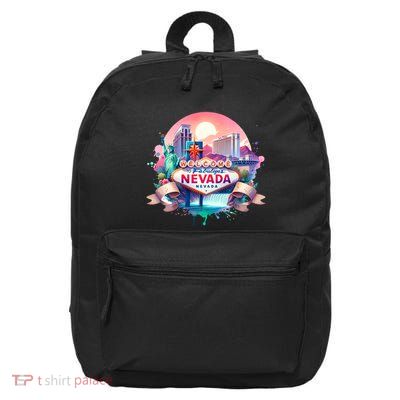 Welcome To Fabulous Nevada Las Vegas Water Color Logo 16 in Basic Backpack