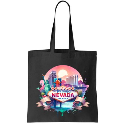 Welcome To Fabulous Nevada Las Vegas Water Color Logo Bag