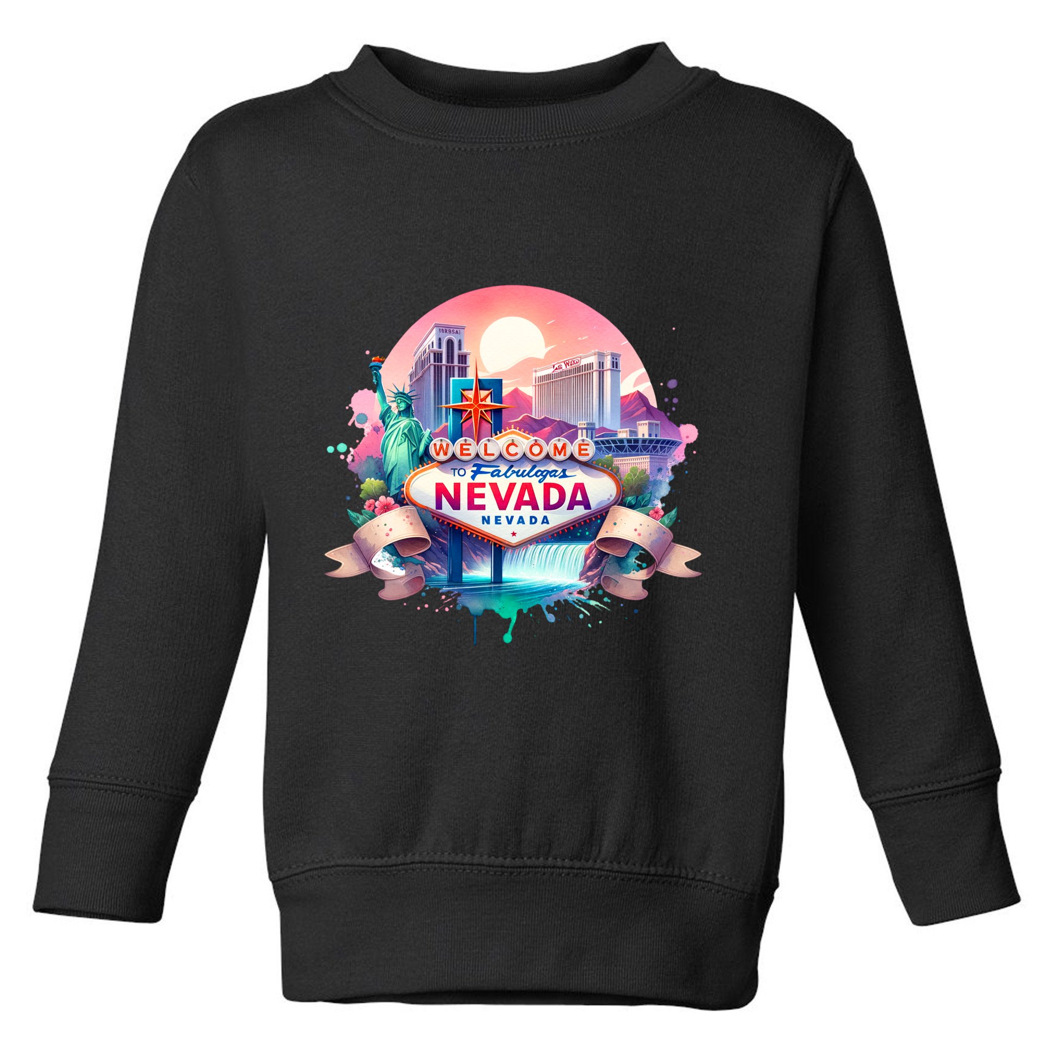 Welcome To Fabulous Nevada Las Vegas Water Color Logo Toddler Sweatshirt