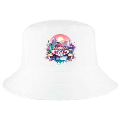 Welcome To Fabulous Nevada Las Vegas Water Color Logo Cool Comfort Performance Bucket Hat