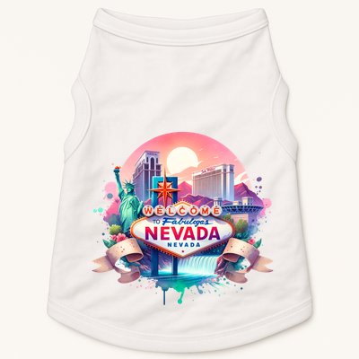 Welcome To Fabulous Nevada Las Vegas Water Color Logo Doggie Tank