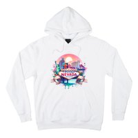 Welcome To Fabulous Nevada Las Vegas Water Color Logo Hoodie