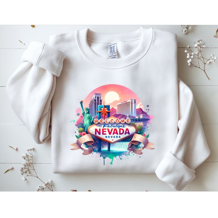 Welcome To Fabulous Nevada Las Vegas Water Color Logo Sweatshirt