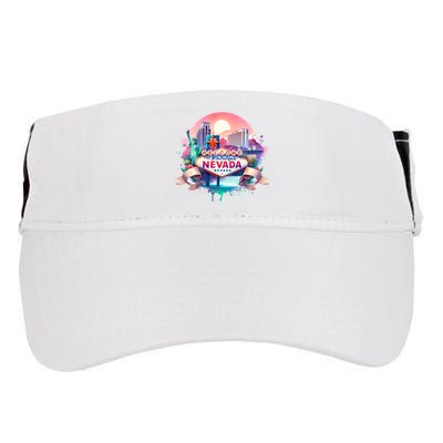 Welcome To Fabulous Nevada Las Vegas Water Color Logo Adult Drive Performance Visor