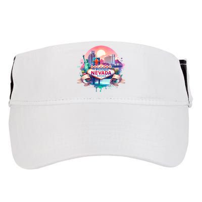 Welcome To Fabulous Nevada Las Vegas Water Color Logo Adult Drive Performance Visor