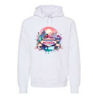 Welcome To Fabulous Nevada Las Vegas Water Color Logo Premium Hoodie