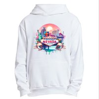 Welcome To Fabulous Nevada Las Vegas Water Color Logo Urban Pullover Hoodie