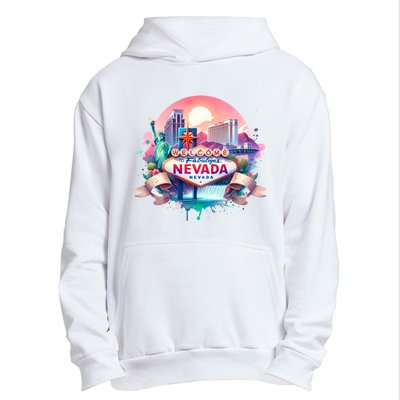 Welcome To Fabulous Nevada Las Vegas Water Color Logo Urban Pullover Hoodie