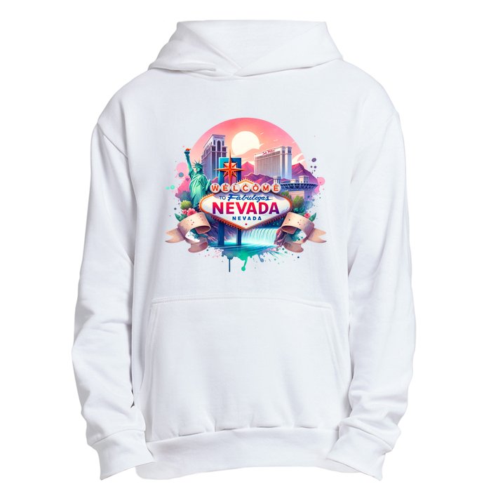 Welcome To Fabulous Nevada Las Vegas Water Color Logo Urban Pullover Hoodie