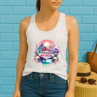 Welcome To Fabulous Nevada Las Vegas Water Color Logo Womens Tank Top