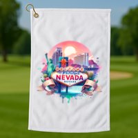 Welcome To Fabulous Nevada Las Vegas Water Color Logo Golf Towel