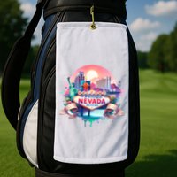 Welcome To Fabulous Nevada Las Vegas Water Color Logo Golf Towel