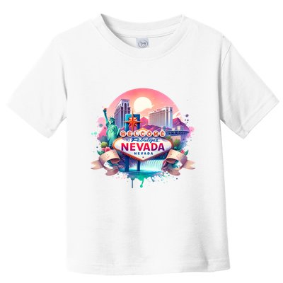 Welcome To Fabulous Nevada Las Vegas Water Color Logo Toddler T-Shirt