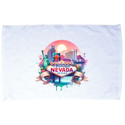 Welcome To Fabulous Nevada Las Vegas Water Color Logo Microfiber Hand Towel