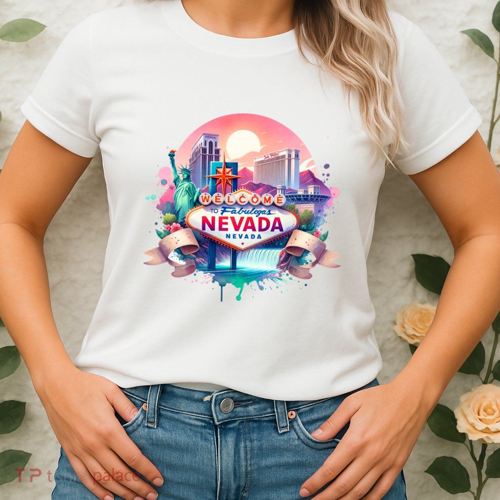 Welcome To Fabulous Nevada Las Vegas Water Color Logo Womens T-Shirt