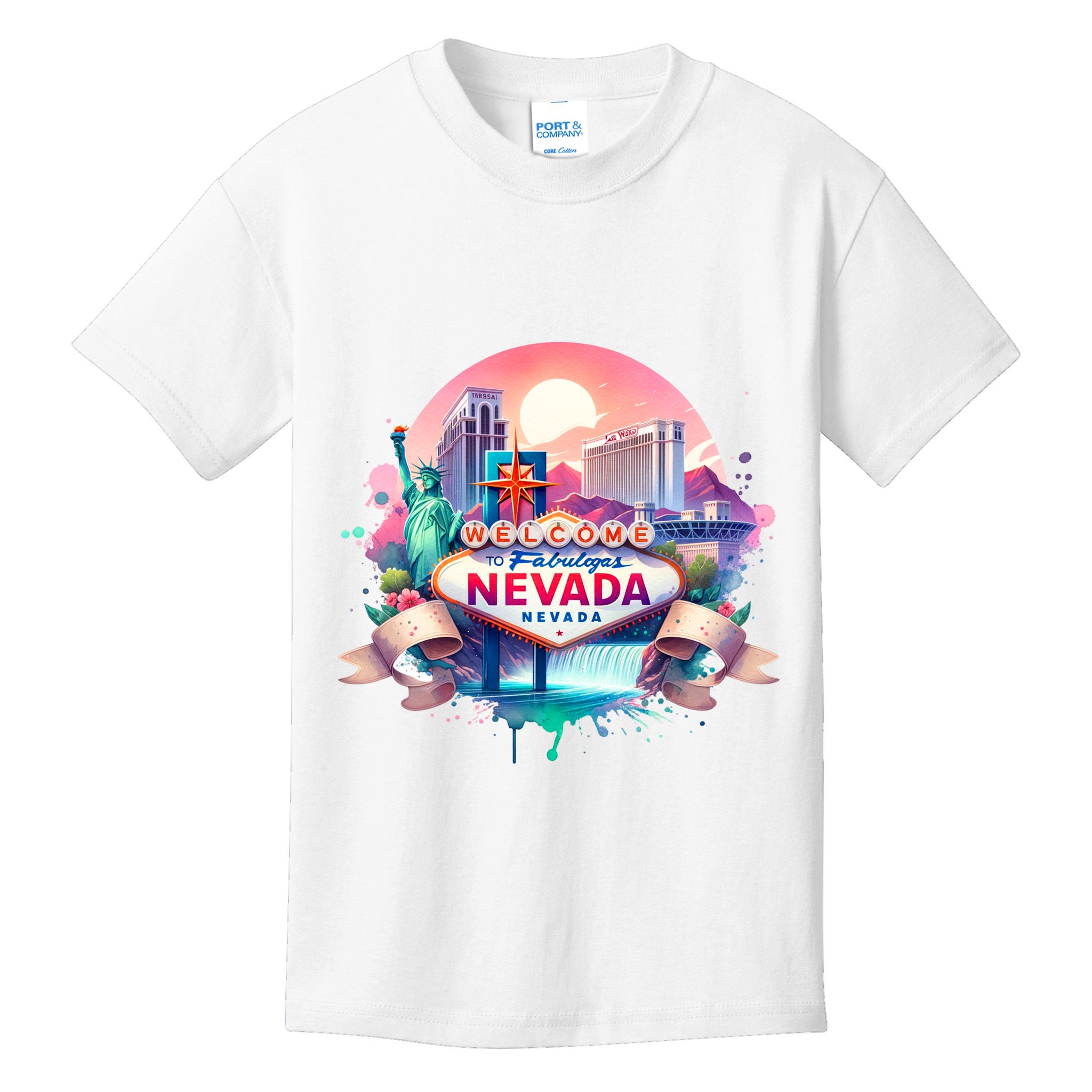Welcome To Fabulous Nevada Las Vegas Water Color Logo Kids T-Shirt