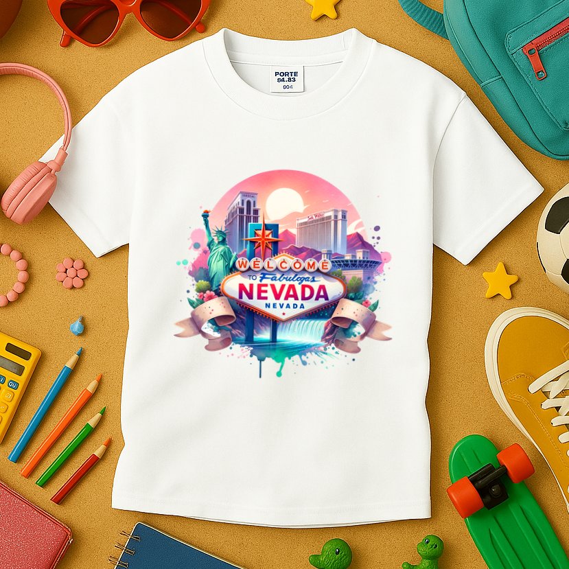 Welcome To Fabulous Nevada Las Vegas Water Color Logo Kids T-Shirt