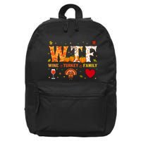 Wine Turkey Family Wtf Funny Thanksgiving Gift 16 in Basic Backpack
