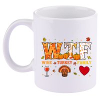 Wine Turkey Family Wtf Funny Thanksgiving Gift 11oz C Handle Ceramic Mug